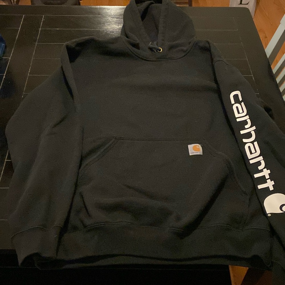 Carhartt original fit middleweight  logo sleeve  graphic hoodie, black, size L